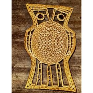 MCM Wicker Rattan Owl Basket / Wall Hanging